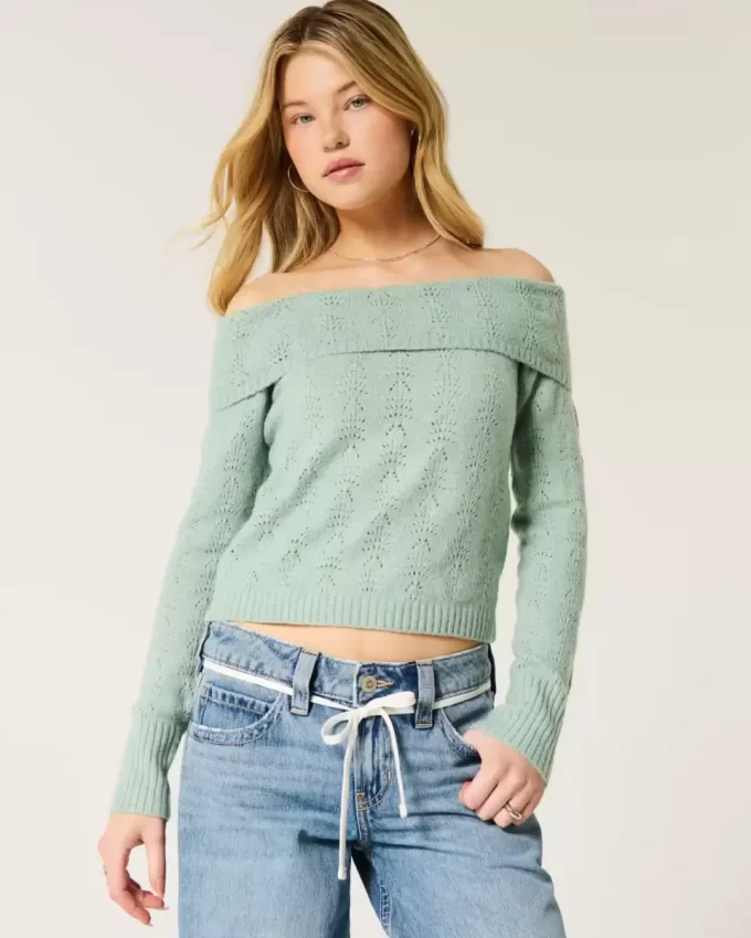 Πουλόβερ Hollister Comfy Cloud Stitchy Off-the-Shoulder Πουλόβερ Hollister Comfy Cloud Stitchy Off-the-Shoulder