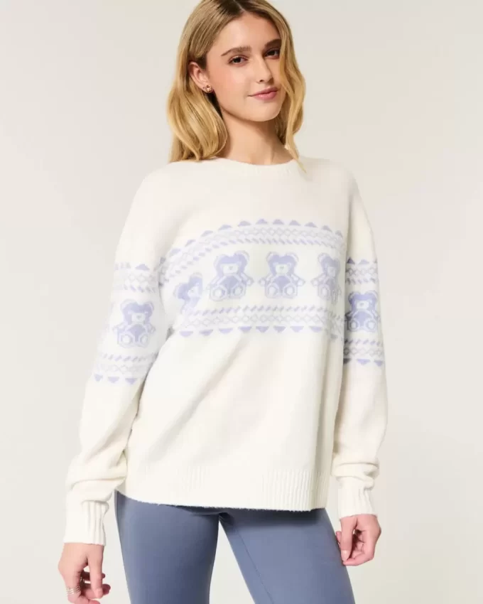 Hollister Comfy Cloud Teddy Bear Graphic Crew πουλόβερ Hollister Comfy Cloud Teddy Bear Graphic Crew πουλόβερ