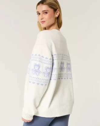 Hollister Comfy Cloud Teddy Bear Graphic Crew πουλόβερ