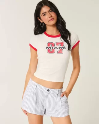 Χαμηλό λινό σορτς Hollister Livvy
