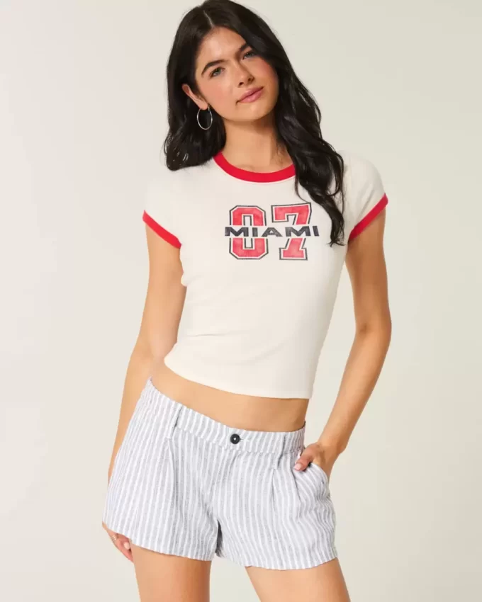 Χαμηλό λινό σορτς Hollister Livvy Χαμηλό λινό σορτς Hollister Livvy