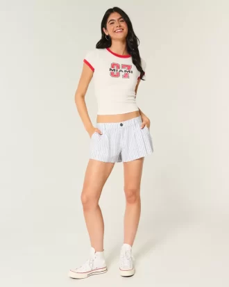 Χαμηλό λινό σορτς Hollister Livvy