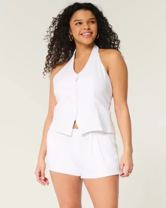 Χαμηλό λινό σορτς Hollister Livvy 3″