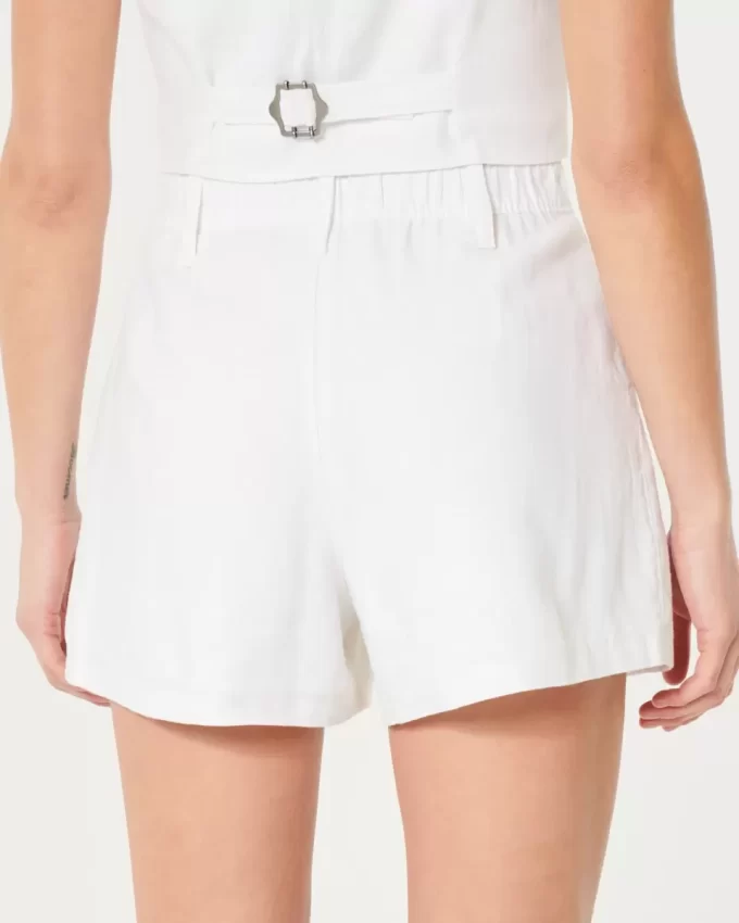 Σορτς λινό-μπλέντ με υπερυψηλές θέσεις Hollister Livvy Σορτς λινό-μπλέντ με υπερυψηλές θέσεις Hollister Livvy