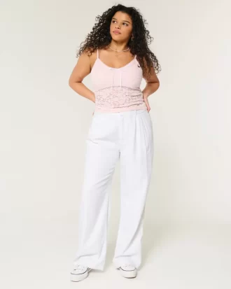 Παντελόνι Hollister Livvy Ultra ψηλό λινό-Μείγμα με φαρδύ πόδι
