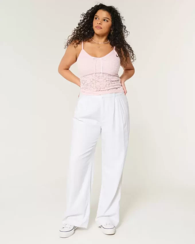 Παντελόνι Hollister Livvy Ultra ψηλό λινό-Μείγμα με φαρδύ πόδι Παντελόνι Hollister Livvy Ultra ψηλό λινό-Μείγμα με φαρδύ πόδι