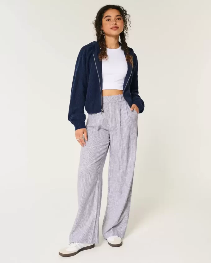 Παντελόνι Hollister Livvy Ultra ψηλό λινό-Μείγμα με φαρδύ πόδι Παντελόνι Hollister Livvy Ultra ψηλό λινό-Μείγμα με φαρδύ πόδι
