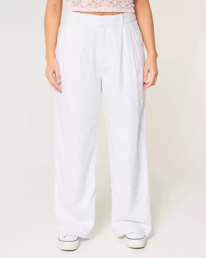 Παντελόνι Hollister Livvy Ultra ψηλό λινό-Μείγμα με φαρδύ πόδι Παντελόνι Hollister Livvy Ultra ψηλό λινό-Μείγμα με φαρδύ πόδι