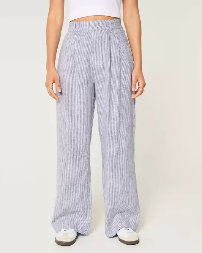 Παντελόνι Hollister Livvy Ultra ψηλό λινό-Μείγμα με φαρδύ πόδι Παντελόνι Hollister Livvy Ultra ψηλό λινό-Μείγμα με φαρδύ πόδι