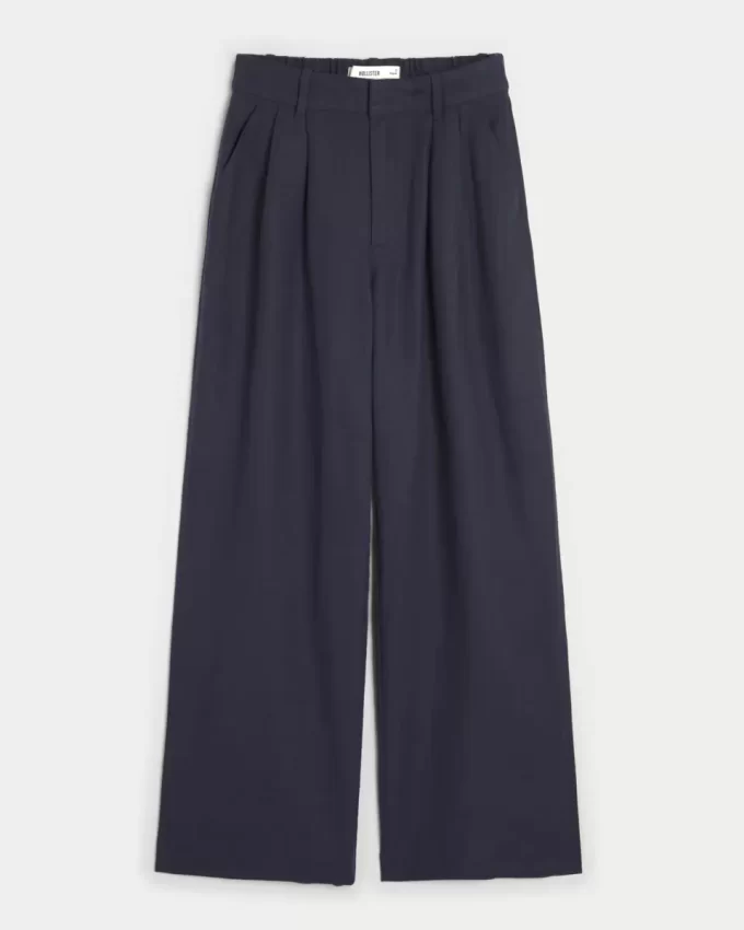 Παντελόνι Hollister Livvy Ultra ψηλό λινό-Μείγμα με φαρδύ πόδι Παντελόνι Hollister Livvy Ultra ψηλό λινό-Μείγμα με φαρδύ πόδι