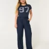 Παντελόνι με φαρδιά μπατζάκια Hollister Livvy Ultra High-Rise Linen Blend Παντελόνι με φαρδιά μπατζάκια Hollister Livvy Ultra High-Rise Linen Blend