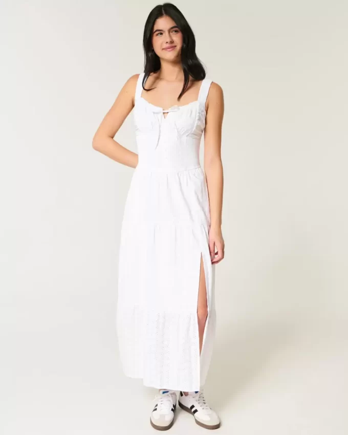Φόρεμα Hollister Sofia Side-Smocked Eyelet Maxi Φόρεμα Hollister Sofia Side-Smocked Eyelet Maxi