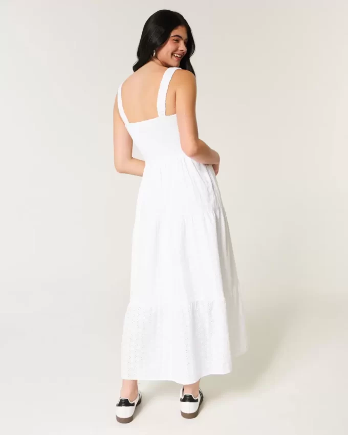 Φόρεμα Hollister Sofia Side-Smocked Eyelet Maxi Φόρεμα Hollister Sofia Side-Smocked Eyelet Maxi