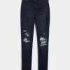 Κολάν Jean με καμπυλωτό ψηλό ύψος σκισμένο Dark Wash Κολάν Jean με καμπυλωτό ψηλό ύψος σκισμένο Dark Wash