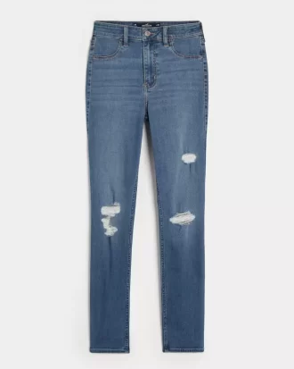 Κολάν Jean Ripped Medium Wash με ψηλό ύψος