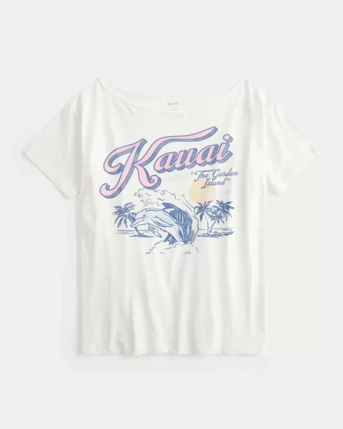 Υπερμεγέθη γραφικό μπλουζάκι Kauai Off-the-Shoulder Υπερμεγέθη γραφικό μπλουζάκι Kauai Off-the-Shoulder