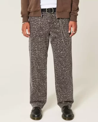 Leopard Print Baggy Painter Jeans