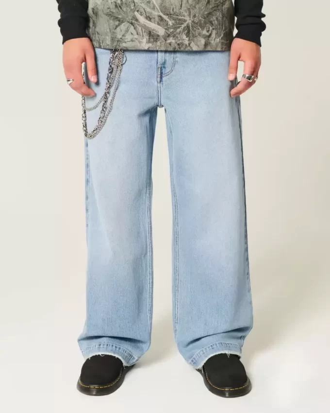 Light Wash Astronaut Graphic Super Baggy Jeans