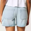 Χαμηλό ύψος Light Wash Baggy τζιν ξυλουργικό σορτς 5″