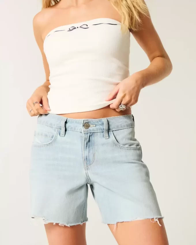 Χαμηλό ύψος Light Wash Baggy τζιν σορτς 5″ Χαμηλό ύψος Light Wash Baggy τζιν σορτς 5″