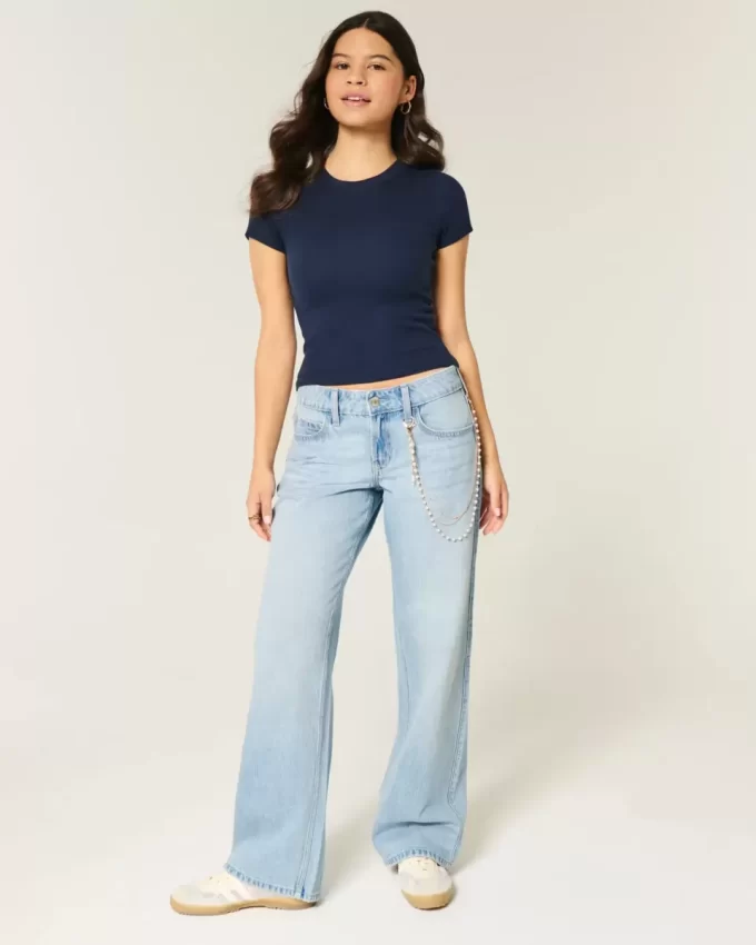 Χαμηλό ύψος Light Wash Baggy Jeans Χαμηλό ύψος Light Wash Baggy Jeans