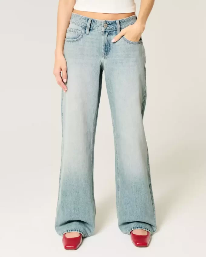 Χαμηλό ύψος Light Wash Baggy Jeans Χαμηλό ύψος Light Wash Baggy Jeans