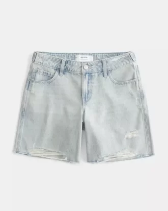 Χαμηλής ανύψωσης Light Wash Ρυθμιζόμενη ζώνη μέσης Baggy Jort