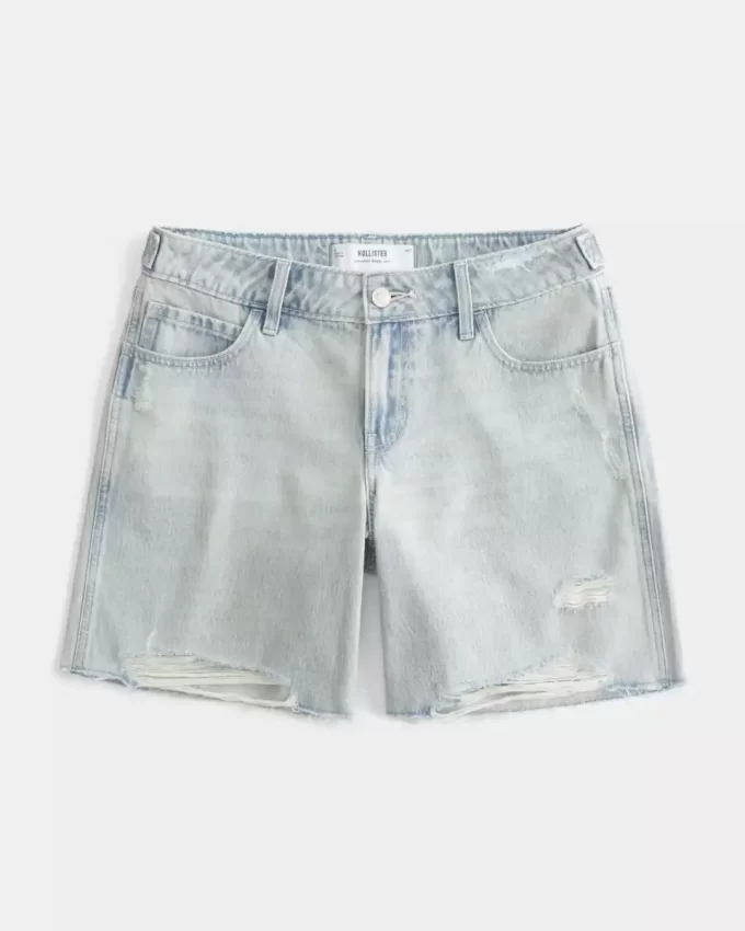 Χαμηλής ανύψωσης Light Wash Ρυθμιζόμενη ζώνη μέσης Baggy Jort Χαμηλής ανύψωσης Light Wash Ρυθμιζόμενη ζώνη μέσης Baggy Jort