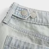 Χαμηλής ανύψωσης Light Wash Ρυθμιζόμενη ζώνη μέσης Baggy Jort Χαμηλής ανύψωσης Light Wash Ρυθμιζόμενη ζώνη μέσης Baggy Jort