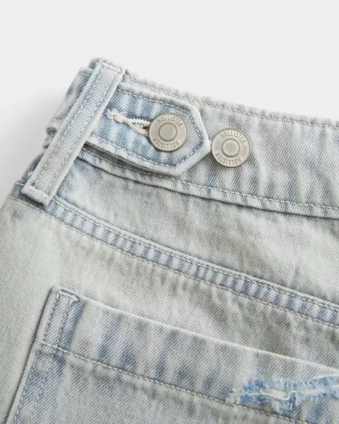 Χαμηλής ανύψωσης Light Wash Ρυθμιζόμενη ζώνη μέσης Baggy Jort Χαμηλής ανύψωσης Light Wash Ρυθμιζόμενη ζώνη μέσης Baggy Jort