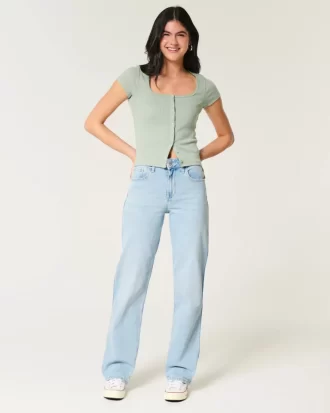Ψηλόροφο Light Wash Dad Jeans Ψηλόροφο Light Wash Dad Jeans