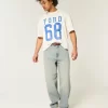 Light Wash Embroidered Dice Skater Baggy Jeans