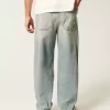 Light Wash Embroidered Dice Skater Baggy Jeans