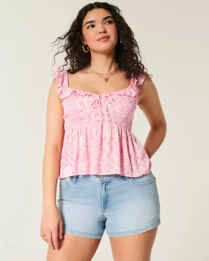 Σορτς με καμπύλες χαμηλού ύψους Light Wash Floral κεντημένο τζιν σορτς Σορτς με καμπύλες χαμηλού ύψους Light Wash Floral κεντημένο τζιν σορτς