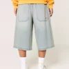 Light Wash Half-Length Skater Baggy Jeans