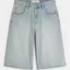 Light Wash Half-Length Skater Baggy Jeans