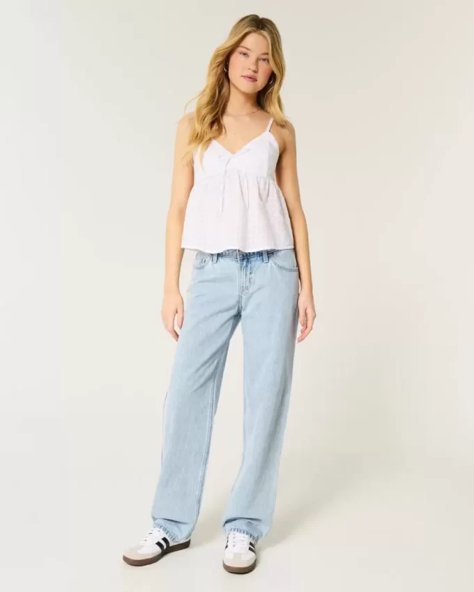 Χαμηλό ανάγλυφο Light Wash Loose Jeans Χαμηλό ανάγλυφο Light Wash Loose Jeans