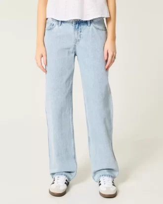 Χαμηλό ανάγλυφο Light Wash Loose Jeans
