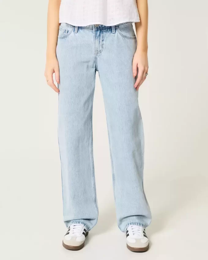 Χαμηλό ανάγλυφο Light Wash Loose Jeans Χαμηλό ανάγλυφο Light Wash Loose Jeans