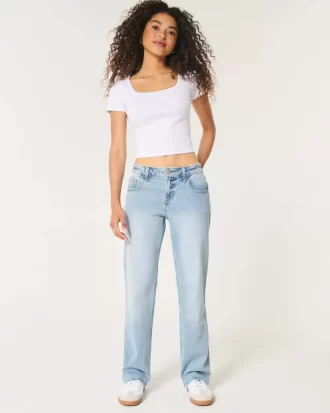 Χαμηλό ανάγλυφο Light Wash Relaxed Straight Jeans