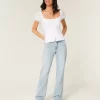 Χαμηλό ανάγλυφο Light Wash Relaxed Straight Jeans Χαμηλό ανάγλυφο Light Wash Relaxed Straight Jeans