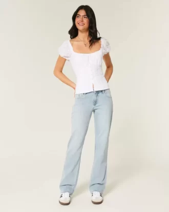 Χαμηλό ανάγλυφο Light Wash Relaxed Straight Jeans