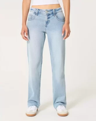 Χαμηλό ανάγλυφο Light Wash Relaxed Straight Jeans
