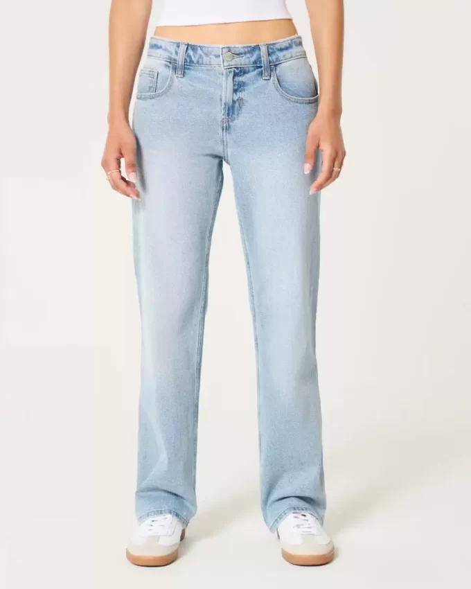 Χαμηλό ανάγλυφο Light Wash Relaxed Straight Jeans Χαμηλό ανάγλυφο Light Wash Relaxed Straight Jeans