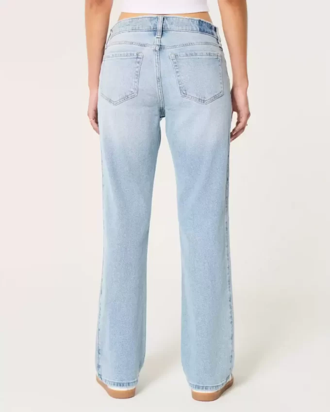 Χαμηλό ανάγλυφο Light Wash Relaxed Straight Jeans Χαμηλό ανάγλυφο Light Wash Relaxed Straight Jeans