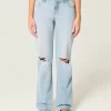 Χαμηλό ανάγλυφο Light Wash Ripped Loose Jeans Χαμηλό ανάγλυφο Light Wash Ripped Loose Jeans