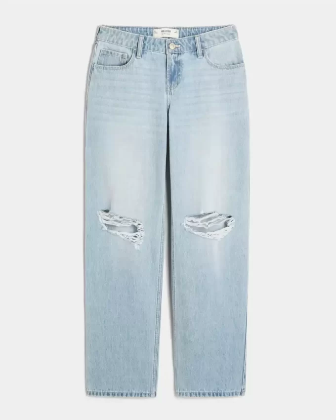 Χαμηλό ανάγλυφο Light Wash Ripped Loose Jeans Χαμηλό ανάγλυφο Light Wash Ripped Loose Jeans