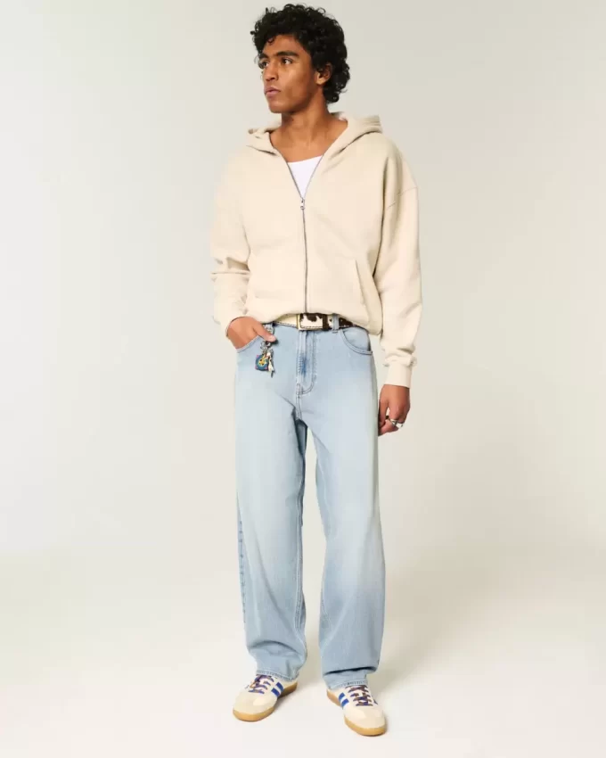 Κεντημένο Light Wash Skater Baggy Jeans Κεντημένο Light Wash Skater Baggy Jeans