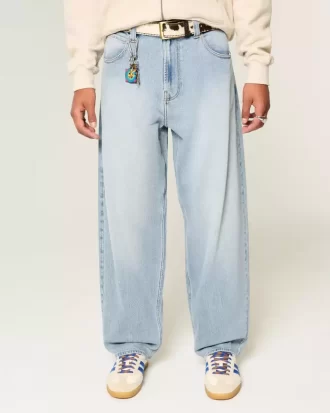 Κεντημένο Light Wash Skater Baggy Jeans