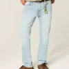 Light Wash Slim Straight Jeans